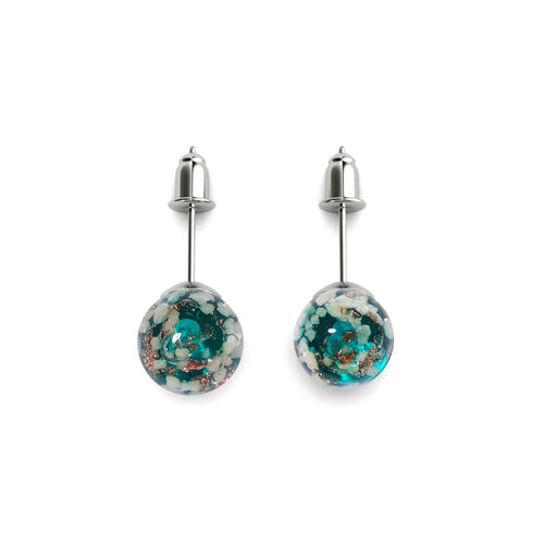Teal | .925 Sterling Silver | Firefly Glass Stud Earrings
